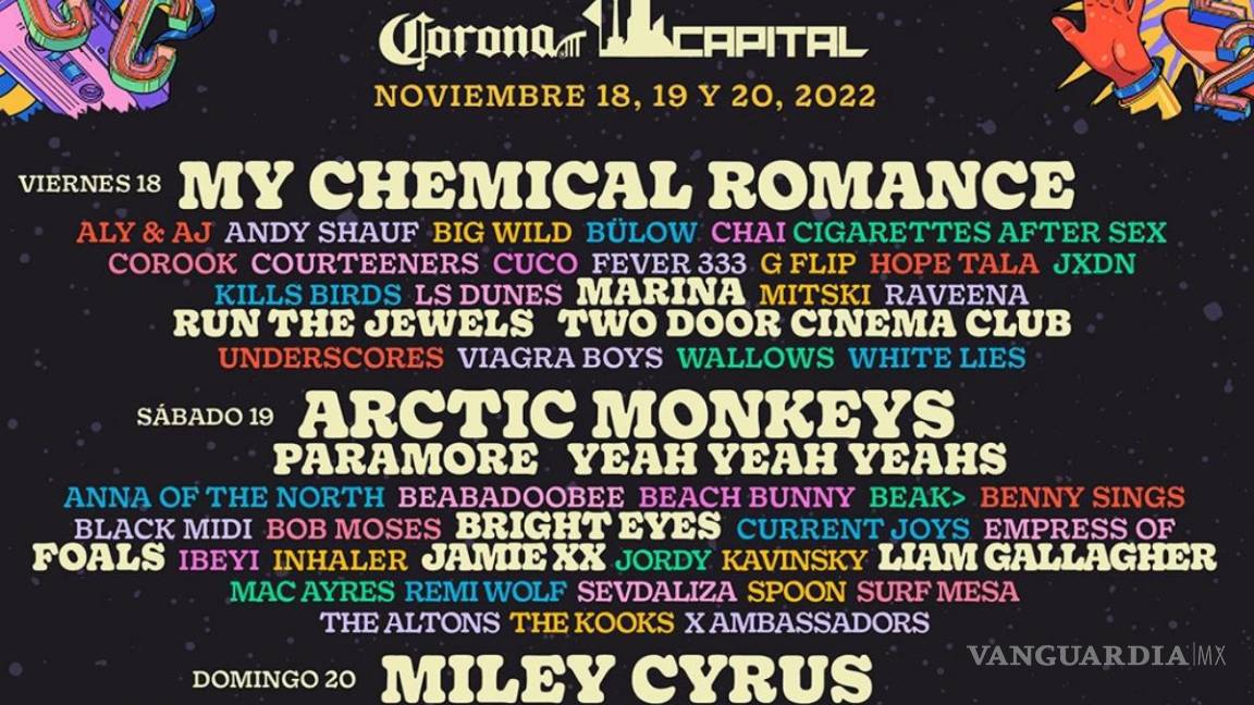 Listo el Corona Capital con Miley Cyrus, Arctic Monkeys, My Chemical Romance y Paramore