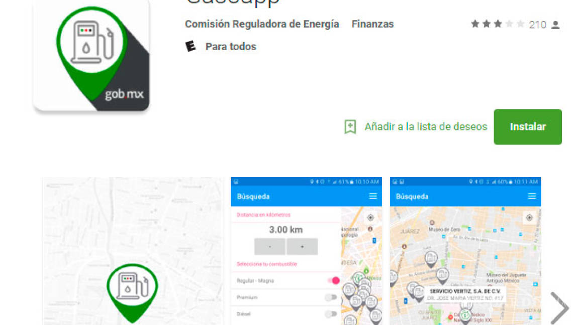 Gasoapp permitirá a usuarios comparar precio de combustibles