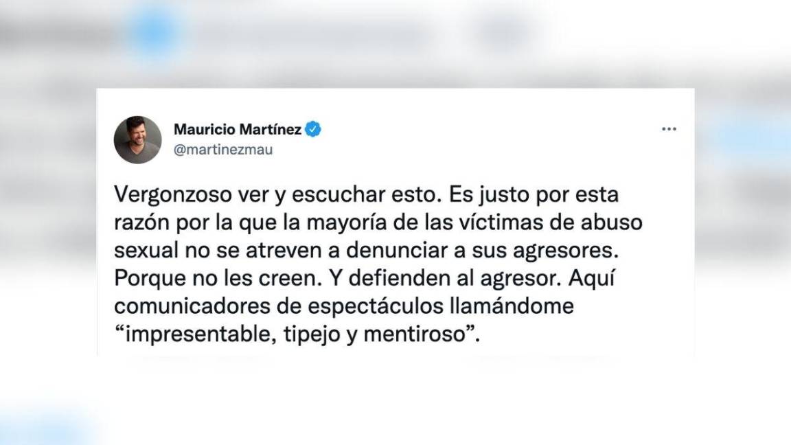 $!“Porque no les creen. Y defienden al agresor. Aquí comunicadores de espectáculos llamándome “impresentable, tipejo y mentiroso”, comentó el actor en Twitter.