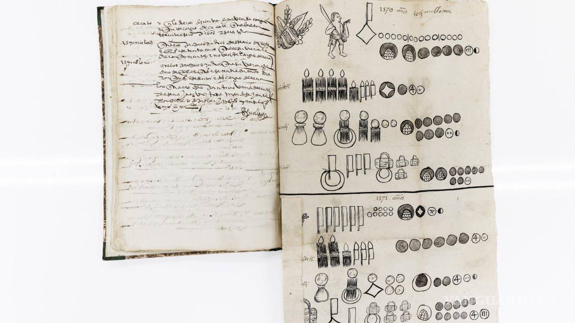 $!Una de las páginas del códice de San Salvador Huejotzingo, uno de los seis manuscritos pictóricos existentes del centro de México que datan del siglo XVI.