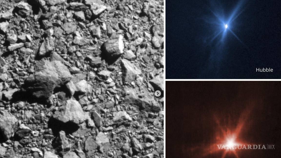 Impacto de la misión DART de la NASA contra el asteroide Dimorphos visto desde el Hubble y el Webb