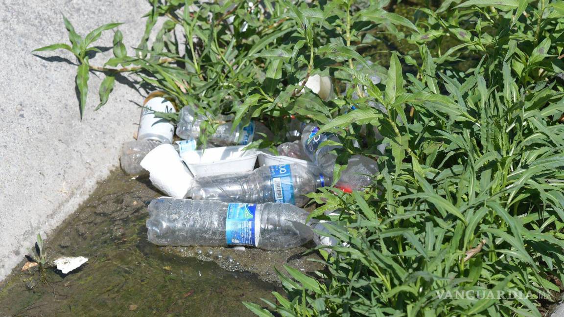 $!Hay residuos plásticos que logran continuar su paso hasta el lago artificial.