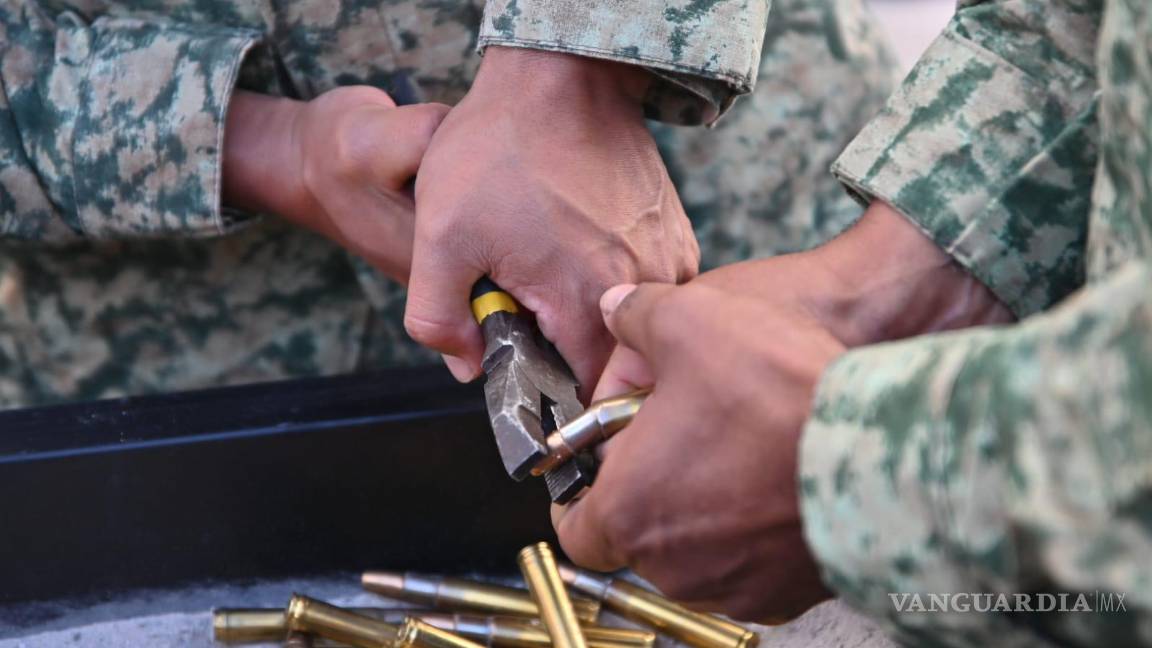 $!Las balas son destruidas por elementos del Ejército Mexicano.
