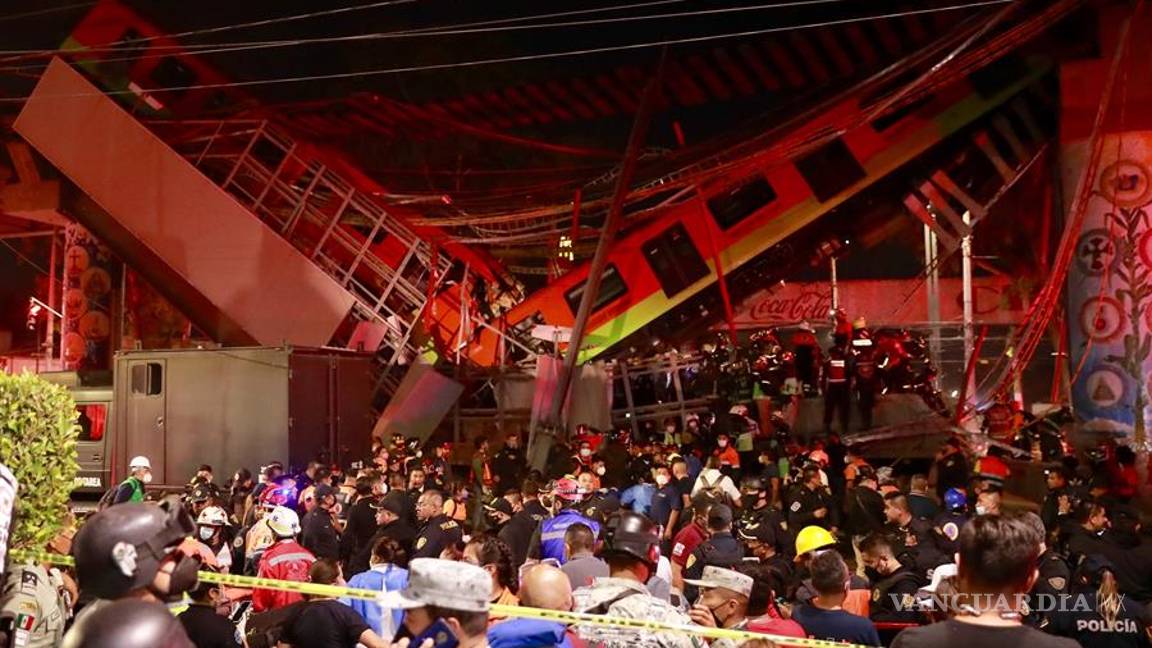 $!Imágenes del desplome en el metro en CDMX