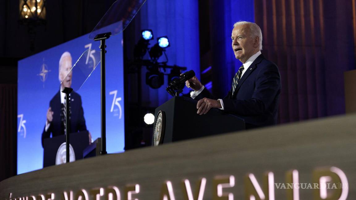 $!Este martes por la tarde, el presidente Joe Biden participó en las celebraciones por el 75 aniversario de la OTAN, en Washington.