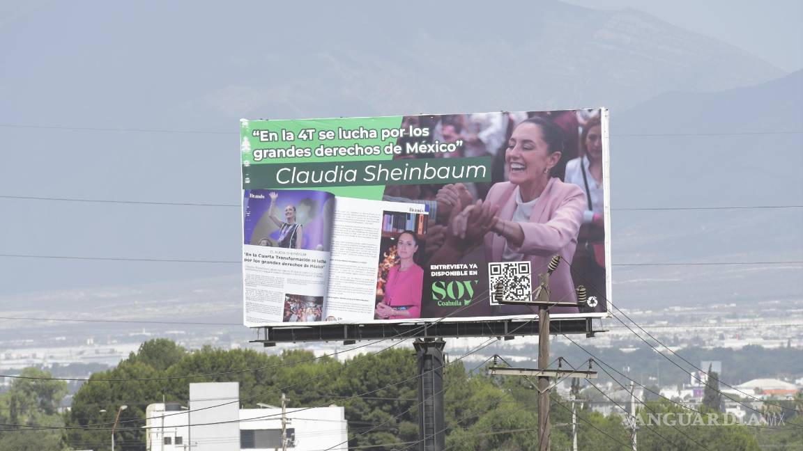 Prevalece propaganda de ‘corcholatas’ en espectaculares en Saltillo