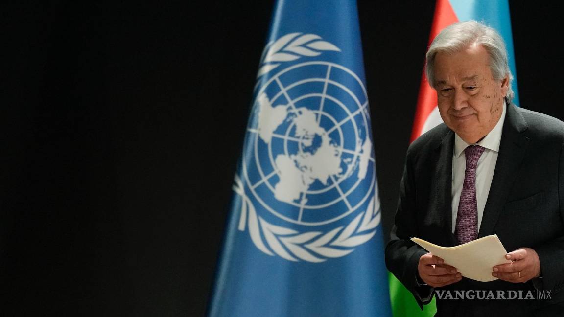 $!Antonio Guterres, secretario general de Naciones Unidas, durante la Cumbre Climática de la ONU (COP29) en Bakú, Azerbaiyán.