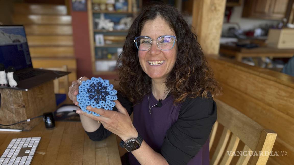 $!Rachael Z. Mille muestra una Cora Ball, una bola de lavandería que se puede que atrapa microfibras en su ropa.