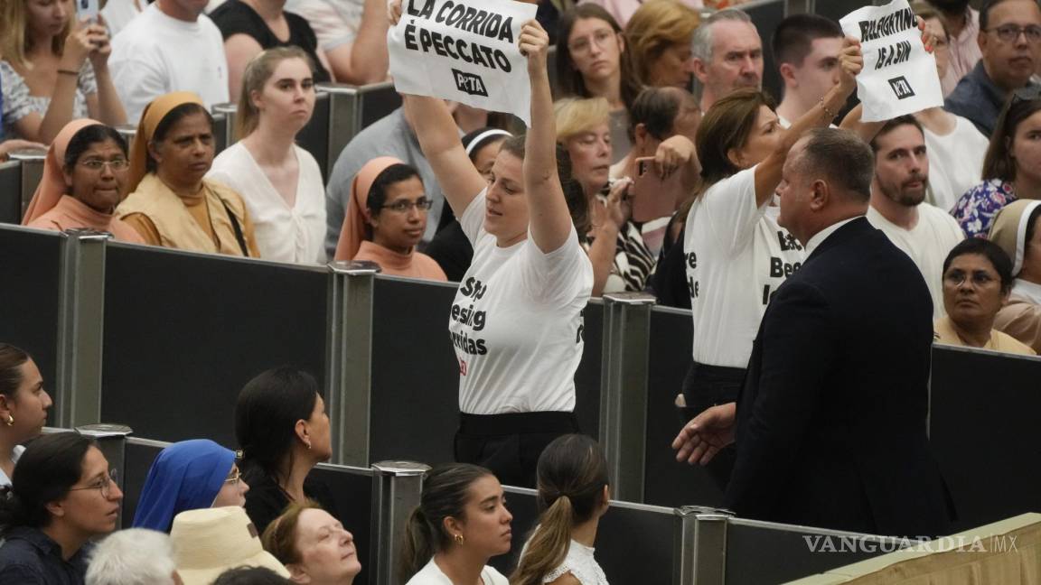 Activistas de PETA interrumpen una audiencia del papa Francisco y le piden que condene la tauromaquia