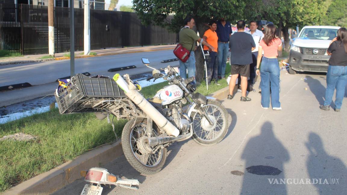 Motociclista resulta con heridas en el rostro tras accidente vial al norte de Saltillo