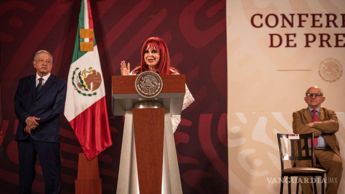 $!Layda Sansores San Román, gobernadora de Campeche, acompañó al presidente en su conferencia matutina | Foto: Cuartoscuro