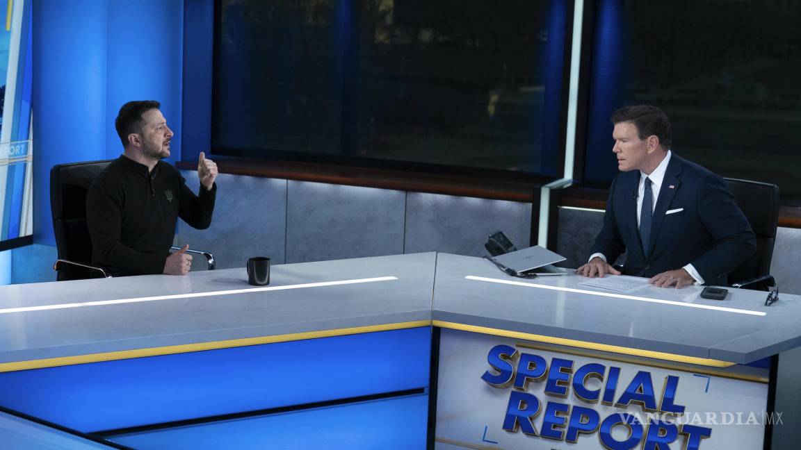 $!El presidente de Ucrania, Volodímir Zelenski, en una entrevista con Bret Baier durante una grabación del Informe especial de FOX News Channel con Bret Baier.