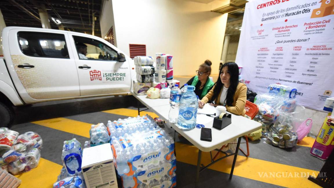 Recolectan en Torreón cinco toneladas de ayuda para los damnificados por el huracán Otis en Guerrero