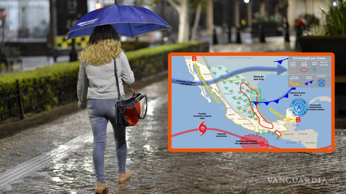 ¡Saque el paraguas!... Frente Frío 4 y ciclones tropicales azotarán a México con fuertes lluvias, bajas temperaturas y granizadas este fin de semana