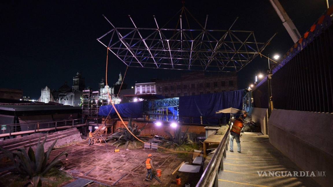 $!Las autoridades de la CDMX avanzan en la reparación del techo de la Casa de las Águilas del Templo Mayor que fue derrumbado debido a una fuerte lluvia.