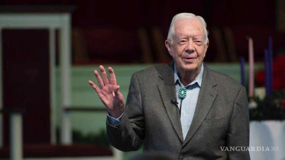 $!El expresidente estadounidense Jimmy Carter ofrece una clase dominical en la Iglesia Bautista Maranatha en su natal Plains, Georgia.