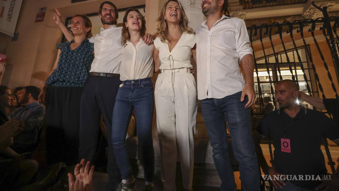 $!La candidata a la presidencia del Gobierno, Yolanda Díaz, en la sede de SUMAR en Madrid tras conocerse los resultados de las elecciones celebradas el domingo.