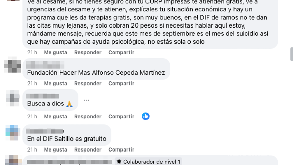 $!Usuarios del grupo de Facebook comparten sus experiencias y ofrecen recomendaciones sobre recursos gratuitos y accesibles para la salud mental.