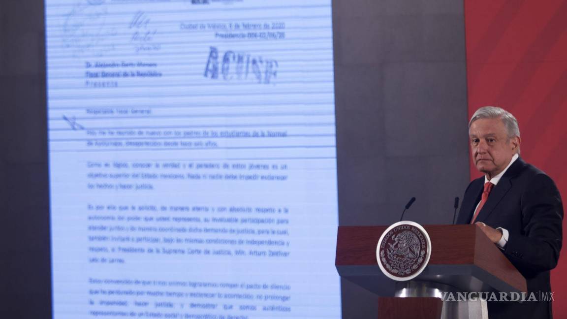 ‘Van FGR y SCJN por resolver Ayotzinapa’, afirma López Obrador
