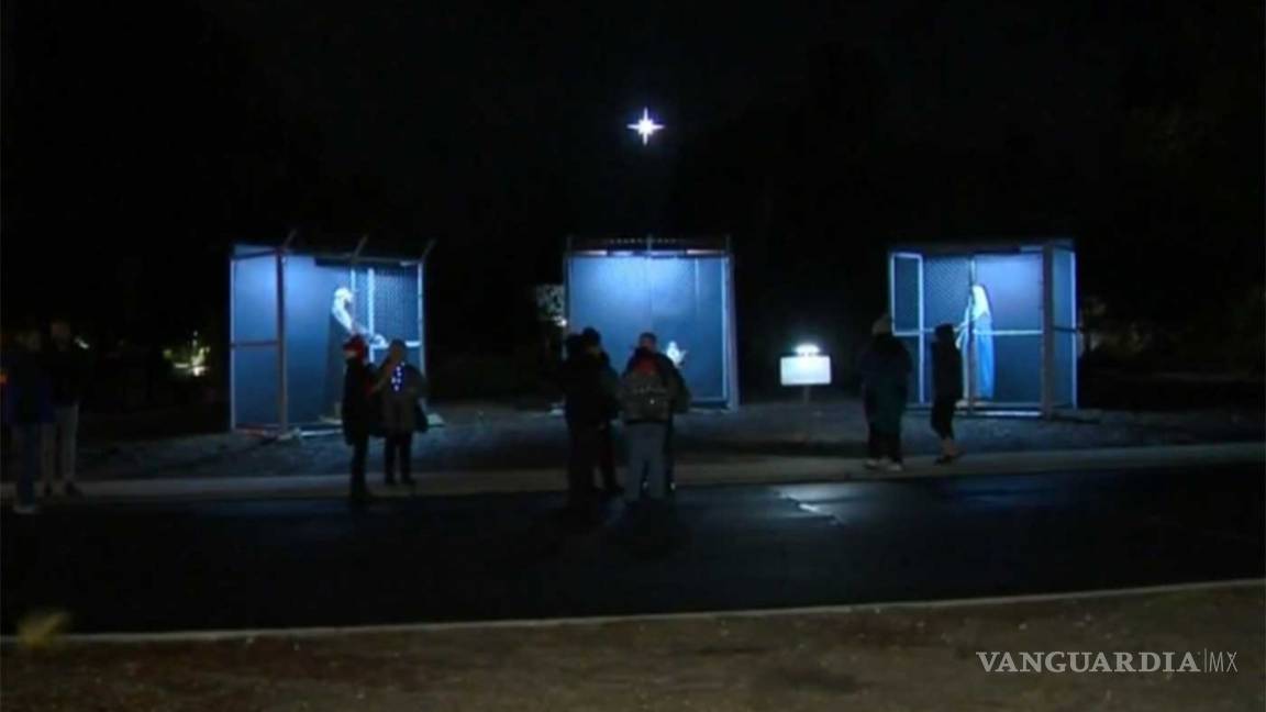 $!'¿Qué pasaría si esta familia buscara refugio en nuestro país hoy?': Encierran a la Sagrada Familia en jaulas para migrantes