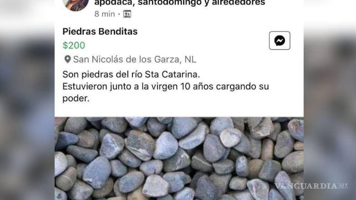 Ponen en venta 'piedras benditas' encontradas junto a estructura de la Virgen de Guadalupe en Nuevo León