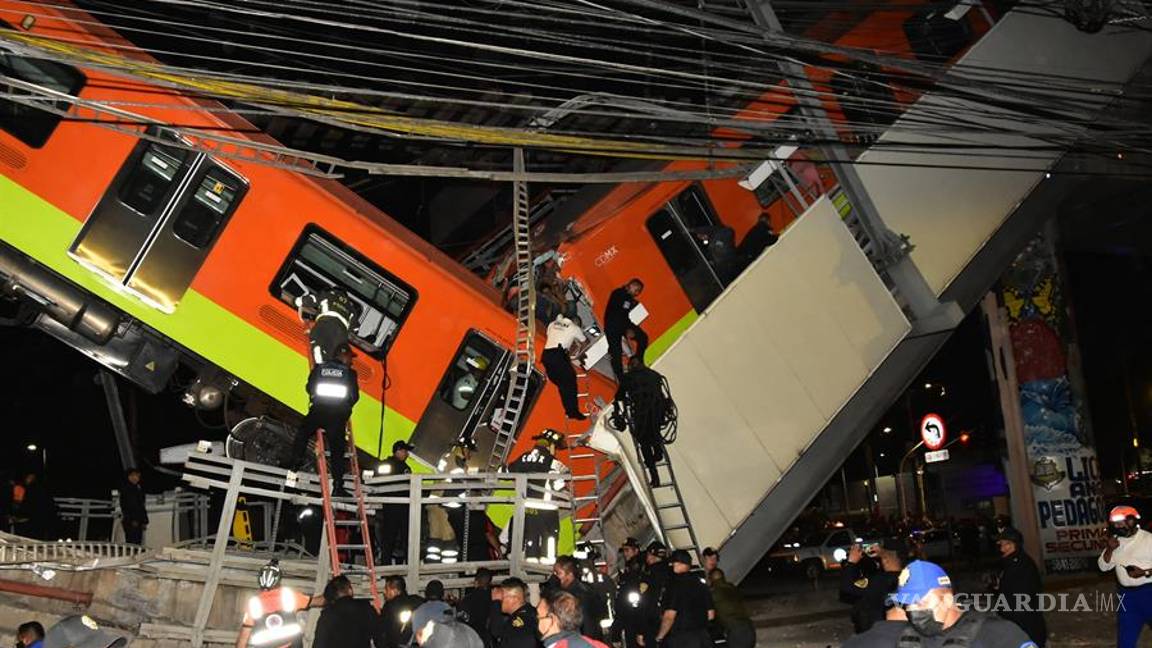 $!Imágenes del desplome en el metro en CDMX