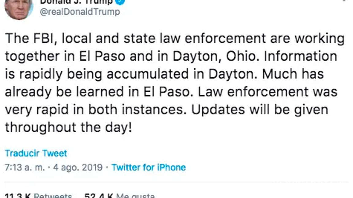 $!Trump causa polémica en Twitter por insensibilidad ante tiroteo en El Paso, Texas