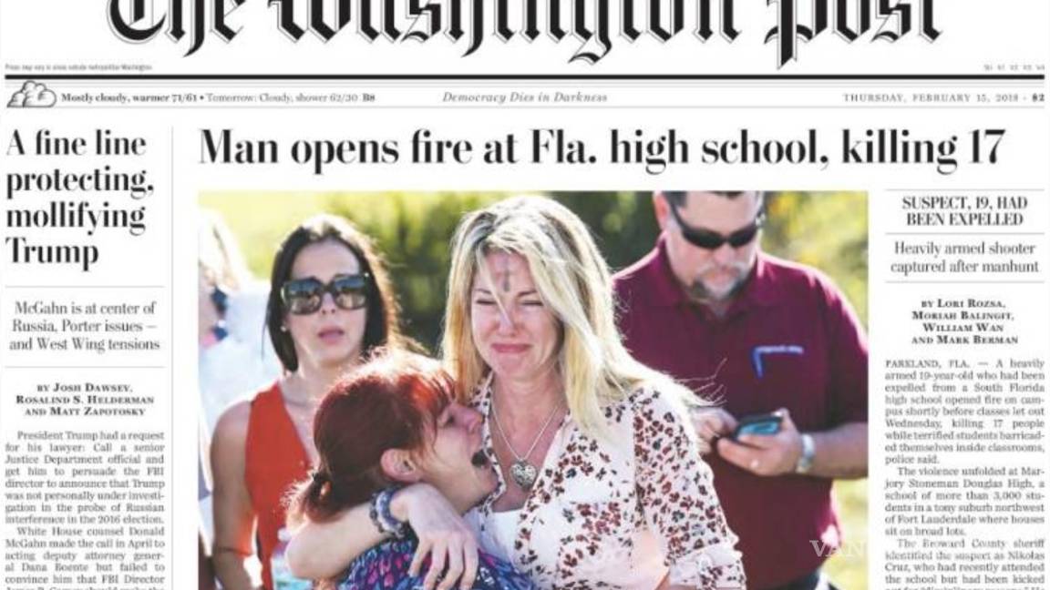 $!¿Cómo amanecieron las portadas de los periódicos más importantes de EU, tras tiroteo en Florida?