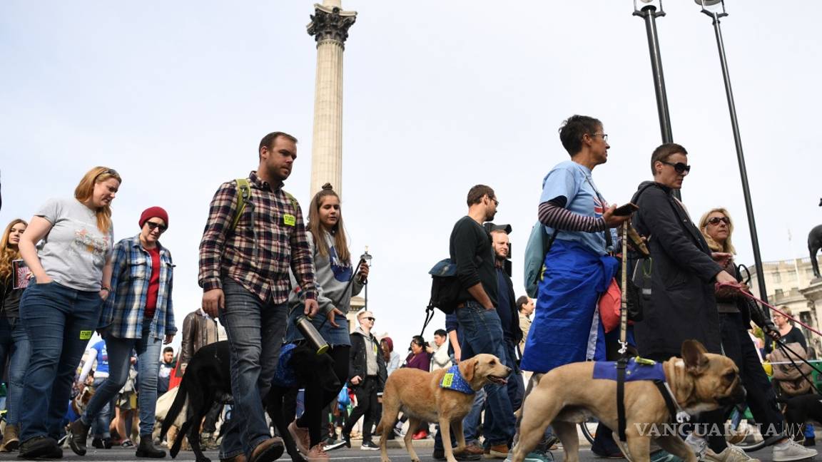 $!Cientos de perros ladran contra el "Brexit" en Londres