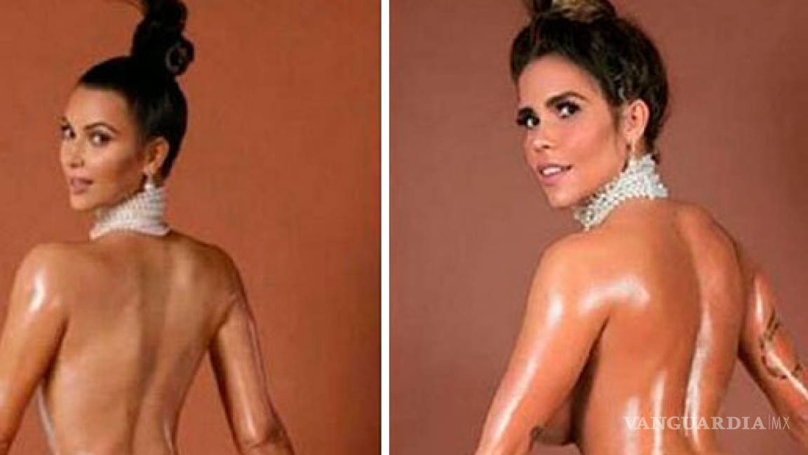 Candidata al mejor trasero de Brasil imita foto de Kim Kardashian