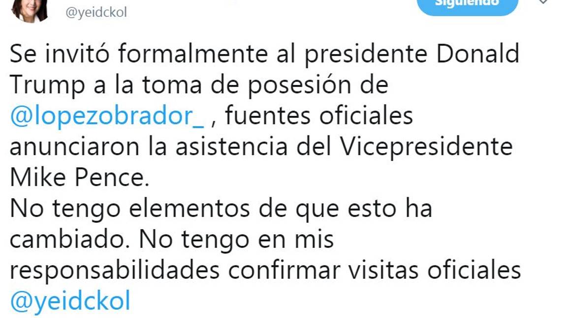 $!Desmienten a Yeidckol Polevnsky: Donald Trump no viene a toma de protesta de AMLO
