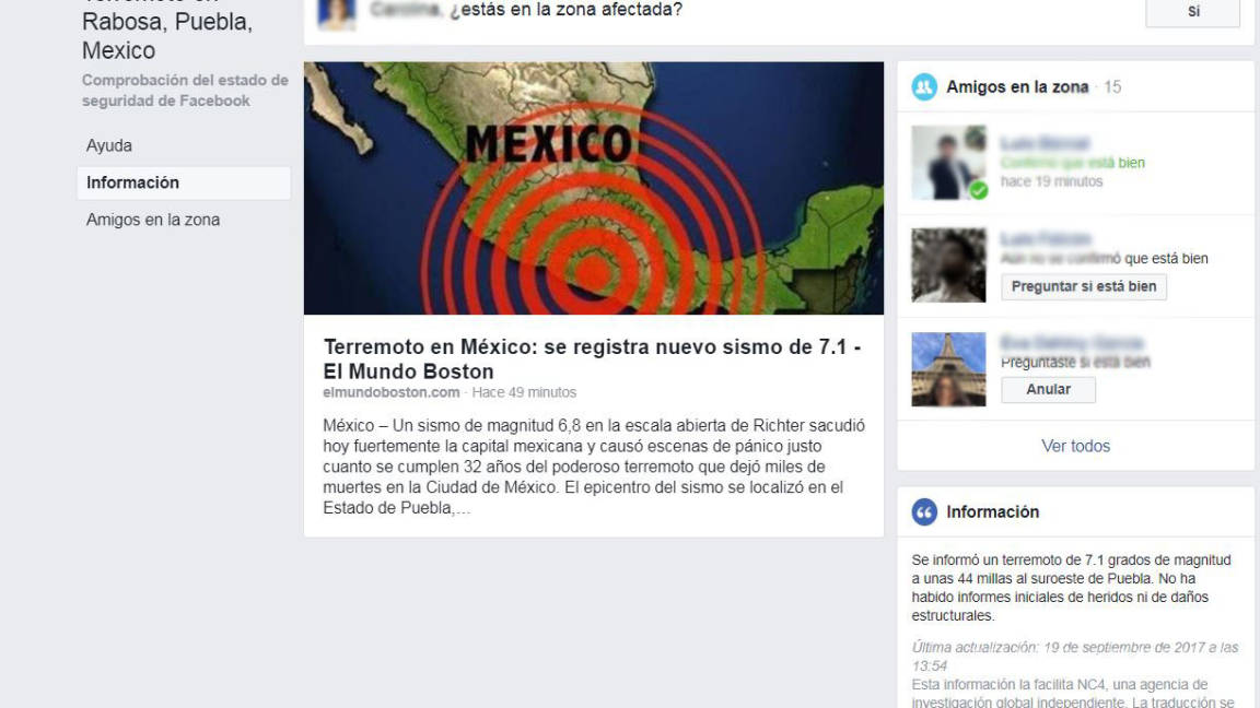 Facebook activa el Safety Check tras fuerte sismo en la Ciudad de México