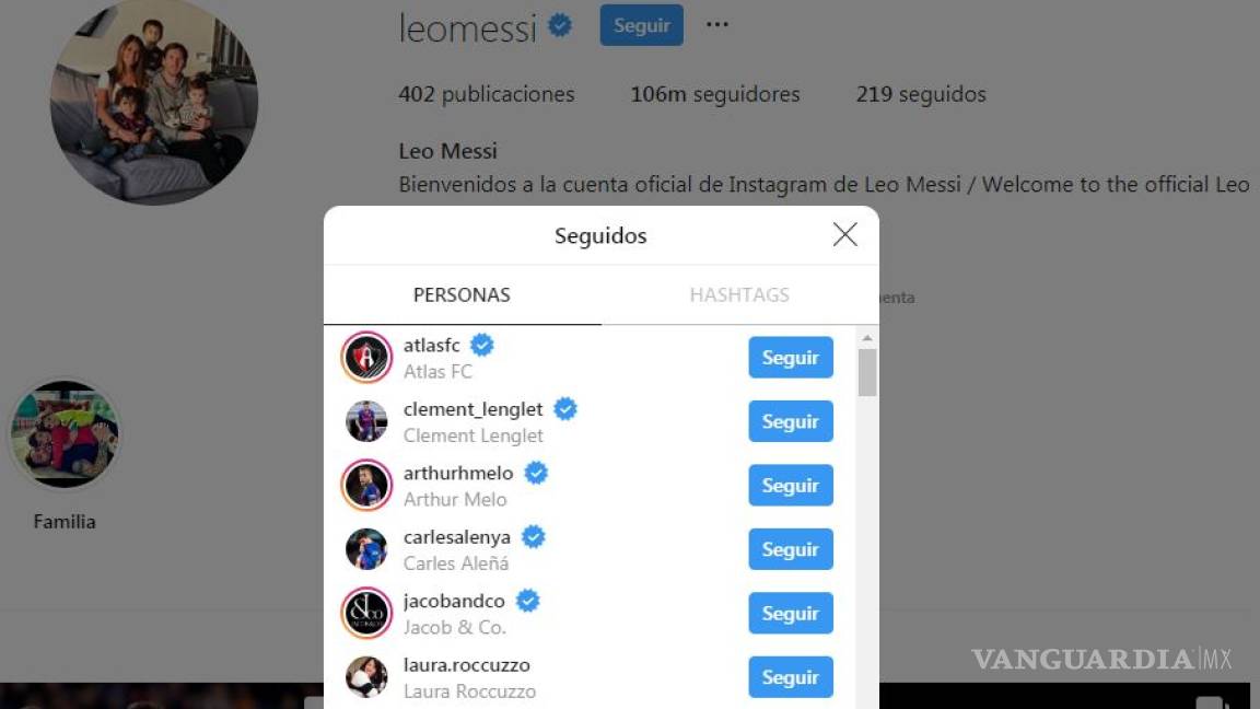 Lionel Messi es aficionado al Atlas y en su Instagram lo demuestra