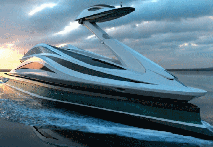 $!Avanguardia, un nuevo megayate de lujo de 137 metros emula la forma de un cisne