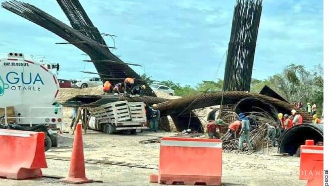 Reportan colapso de estructura en Tren Maya por lluvias