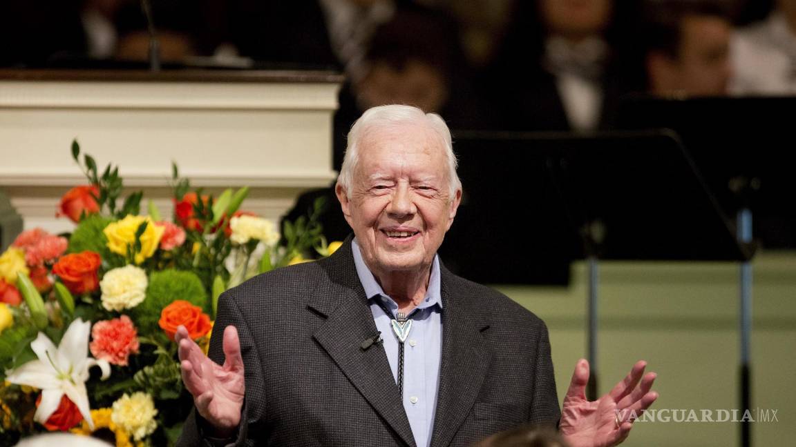 $!El expresidente Jimmy Carter enseña una clase de escuela dominical en la Iglesia Bautista Maranatha en su ciudad natal de Plains, Georgia, el 23 de agosto de 2015.