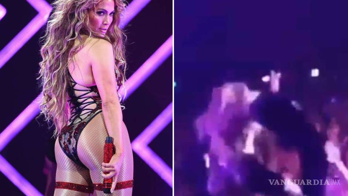 El momento exacto en que Jennifer Lopez se da tremendo sentón en el escenario