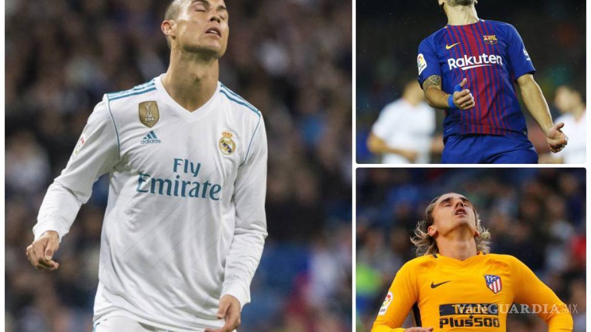 Cristiano, Suárez y Griezmann, cracks mundiales en crisis goleadora