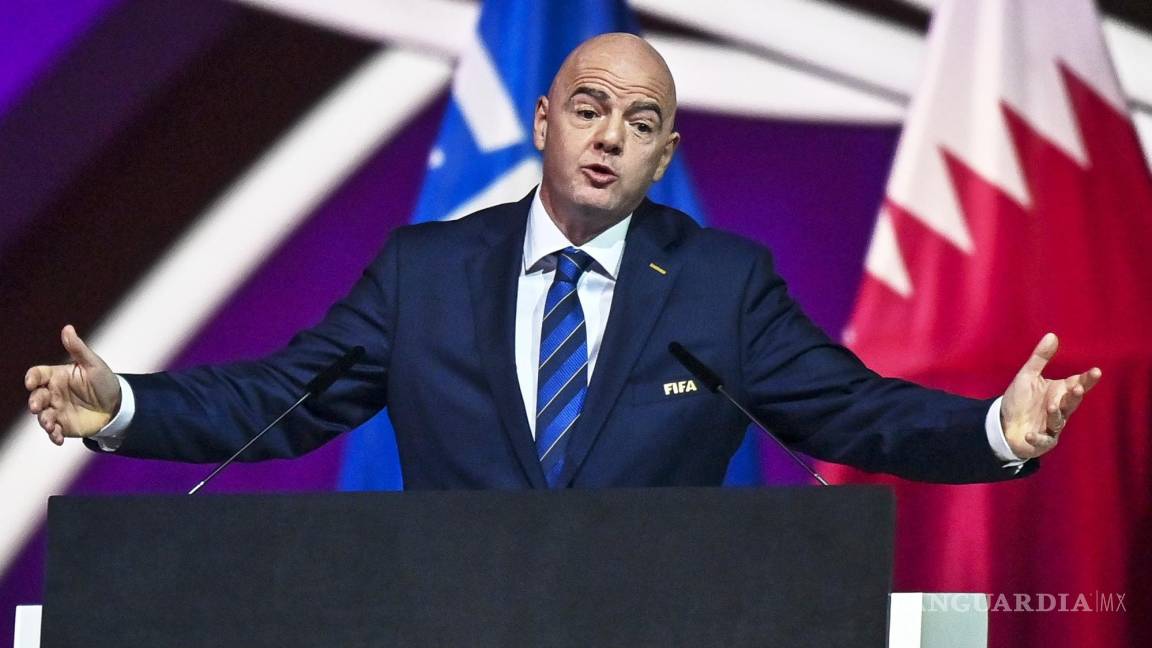 $!El presidente de la FIFA, Gianni Infantino, pronuncia un discurso durante el 72º Congreso de la FIFA en Doha, Qatar.