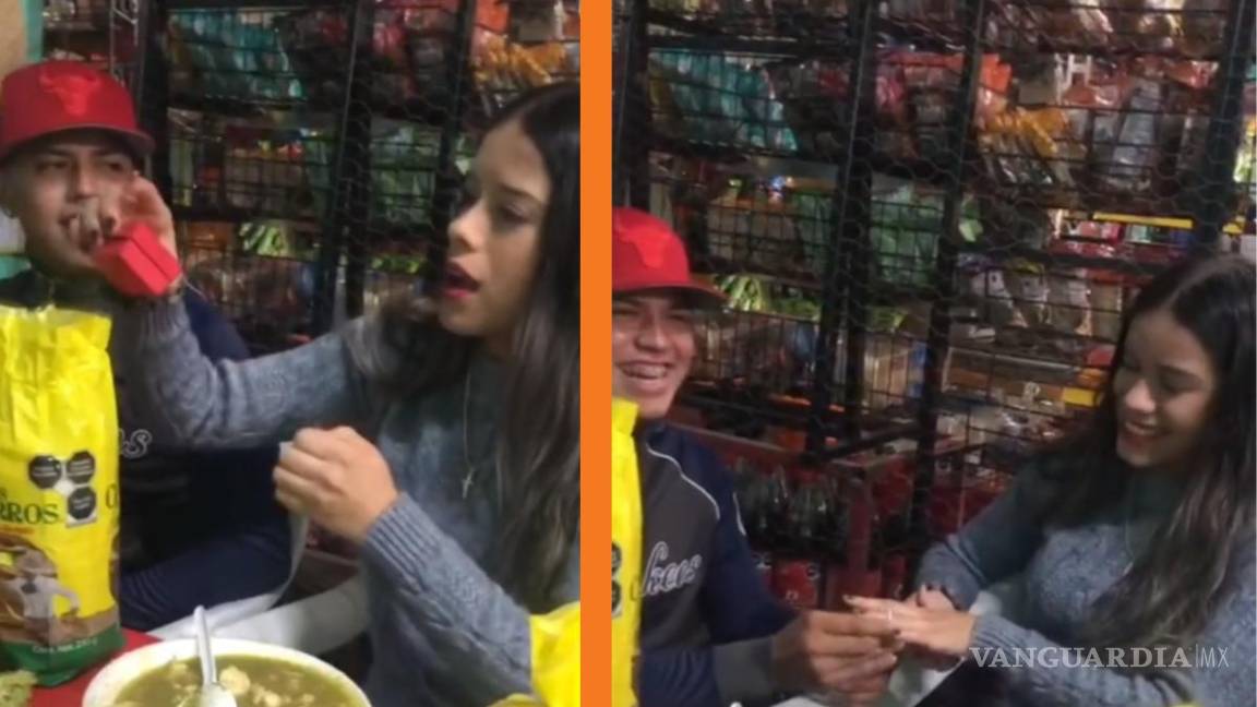 ‘Pozole y anillo’: jóvenes celebran original propuesta de matrimonio en TikTok (video)