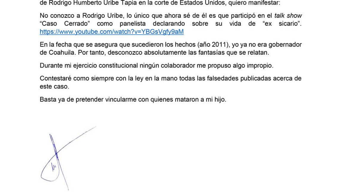 $!“Basta de vincularme con quienes mataron a mi hijo”: Humberto Moreira niega acusaciones