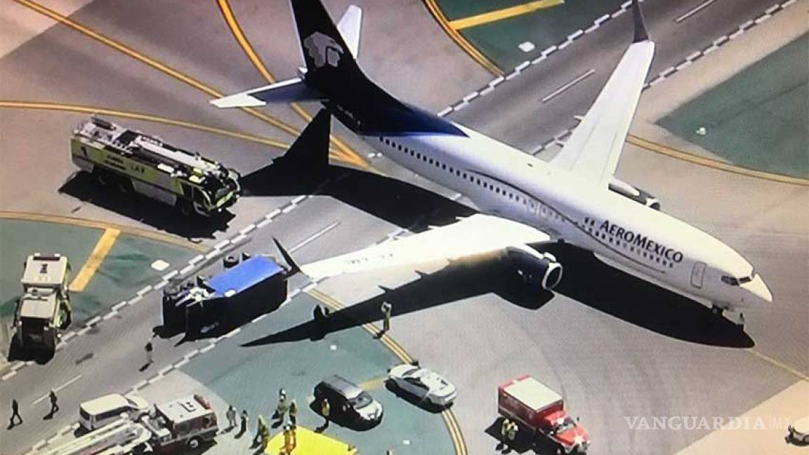 Deja al menos seis heridos choque de avión de Aeroméxico contra camión de servicio