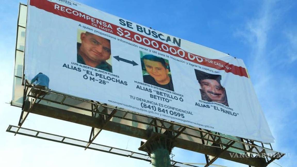 Exhiben a delincuentes en Tamaulipas; ofrecen 2 mdp de recompensa