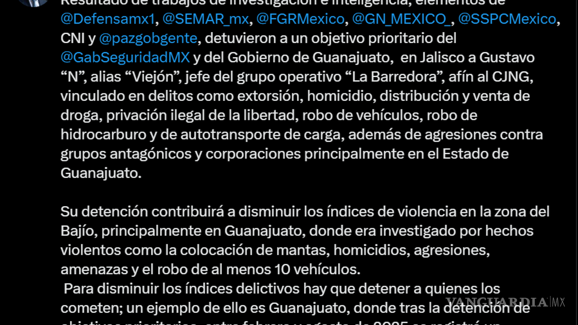 $!Detienen a Gustavo ‘N’, ‘Viejón’, líder de grupo operativo ‘La Barredora’, vinculado al CJNG, en Jalisco