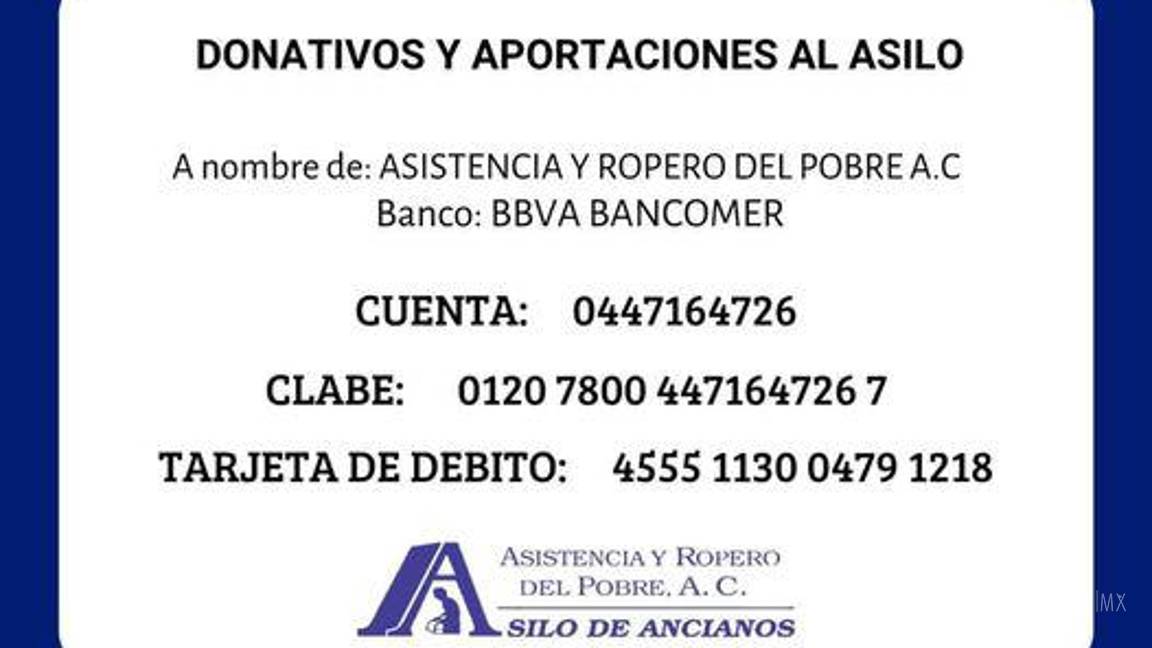 $!Datos bancarios para donaciones al asilo Ropero del Pobre, compartidos por el Arqui mediante Facebook.