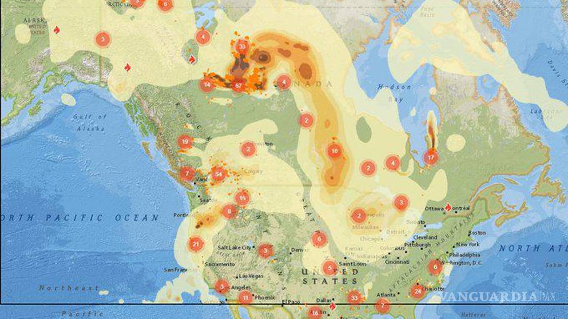 $!Mapa de los incendios en el norte del continente