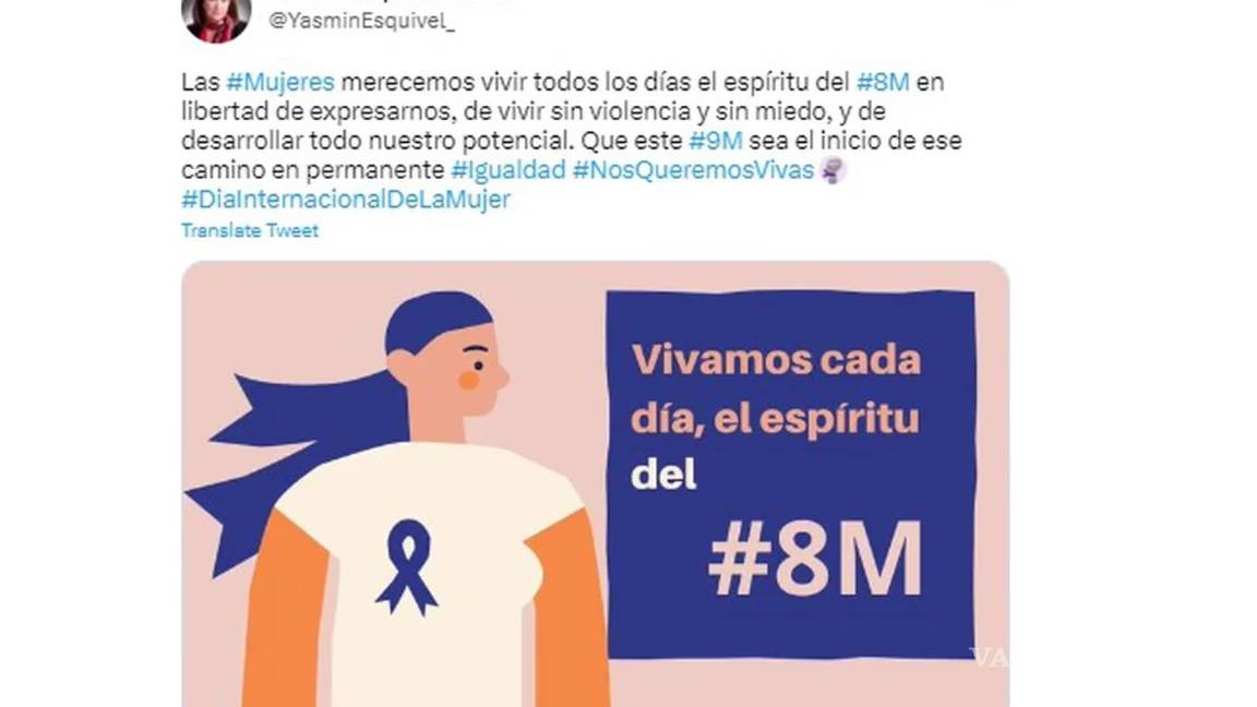 $!Yasmín Esquivel publica mensaje por el 8M; ¿sí es suyo o lo copió?, le dicen