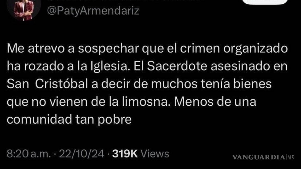 $!Patricia Armendáriz se disculpa por señalamientos al sacerdote Marcelo