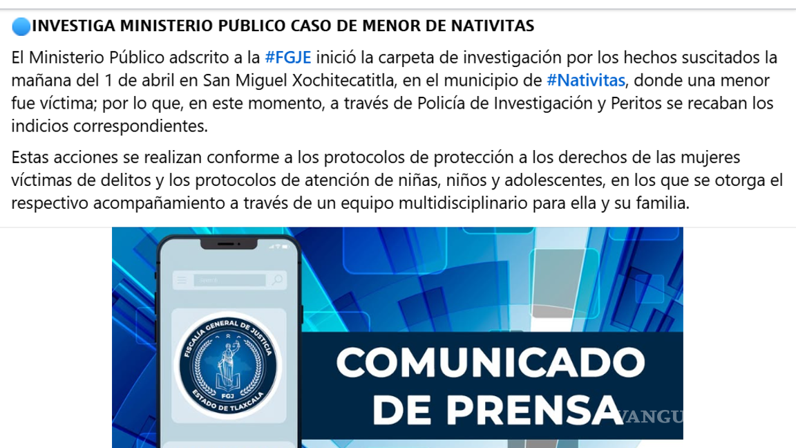 $!Comunicado de la Fiscalía General de Justicia, de Tlaxcala