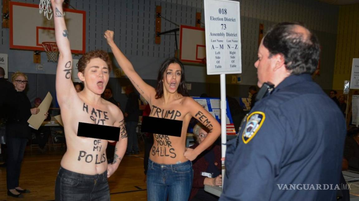 Dos activistas de Femen protestan contra Trump